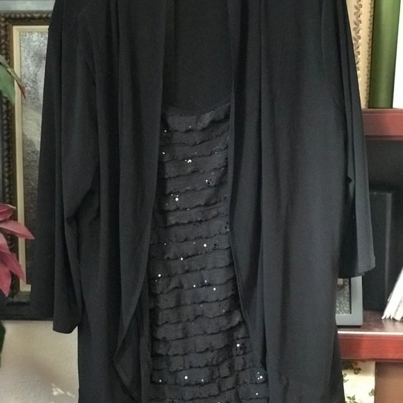 American City Wear 3X black jacket tunic with sparkly mock tank attached. - Picture 11 of 16